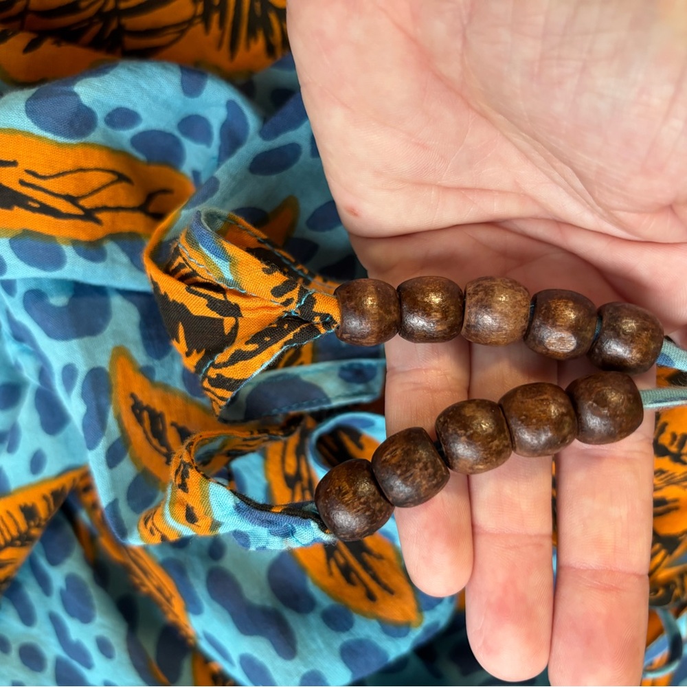 True Destinations Halter Maxi Dress Medium Resort Tropical Cotton Vacation Beads - Picture 8 of 15